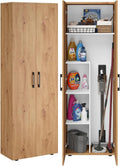 Bellamio Apol Besenschrank, Allzweckschrank 176 × 33 × 60 cm, Mehrzweckschrank in Eichenoptik, Vorratsschrank mit Staubsaugerfach, Haushaltsschrank