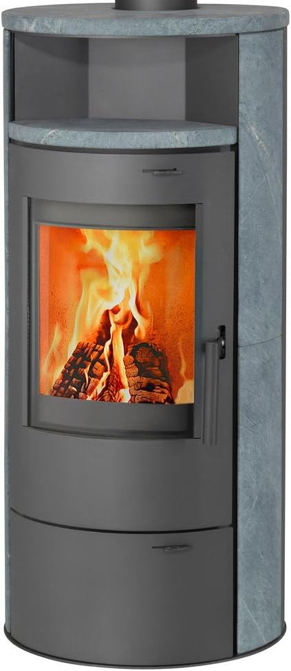 THERMIA Kaminofen München, 7 kW, Automatik grau, Naturstein, Dauerbrand