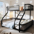 Httcg Bett Etagen Kinderbett 90 × 200 & 140 × 200 , 200 cm, Hochbett Metallbett mit Abgerundete Ecken, Ohne Matratze, Schwarz
