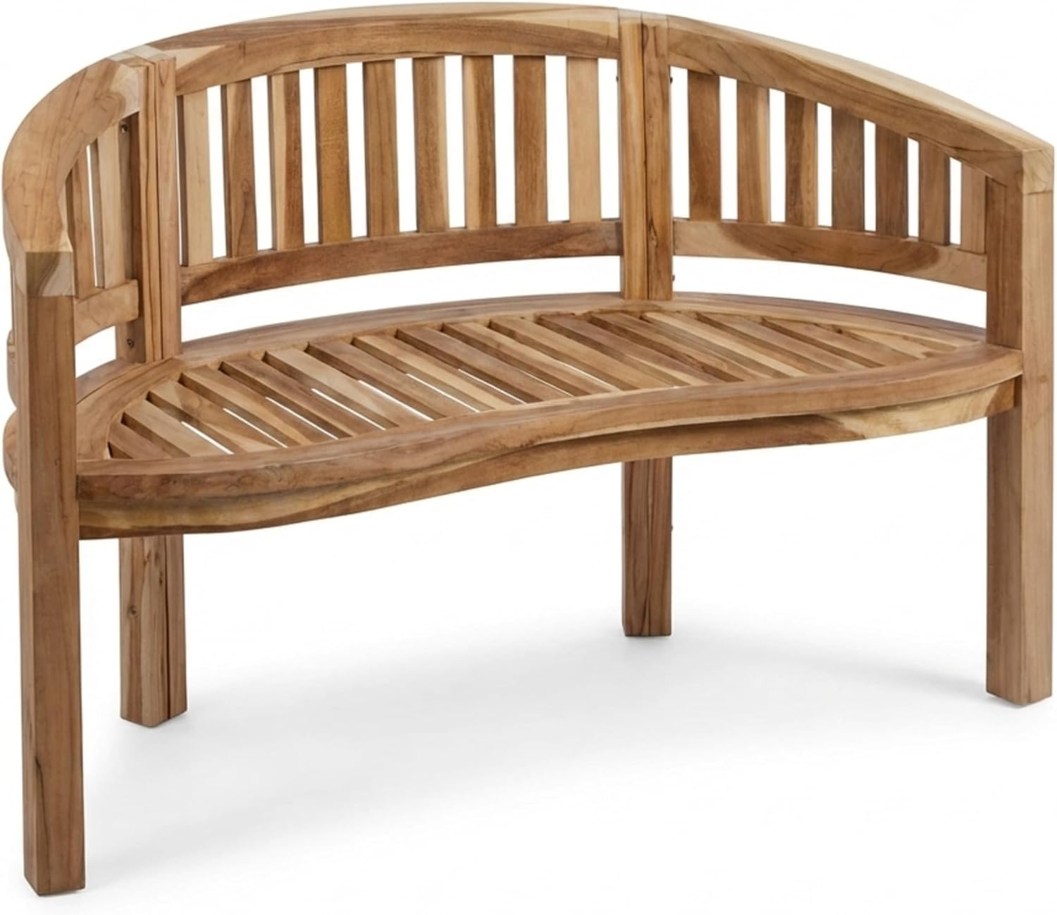 SAM 2-Sitzer Bananenbank Banana, 120 cm Sitzbank, Teak-Holz, Massive Holzbank, Geeignet für den Balkon oder Garten