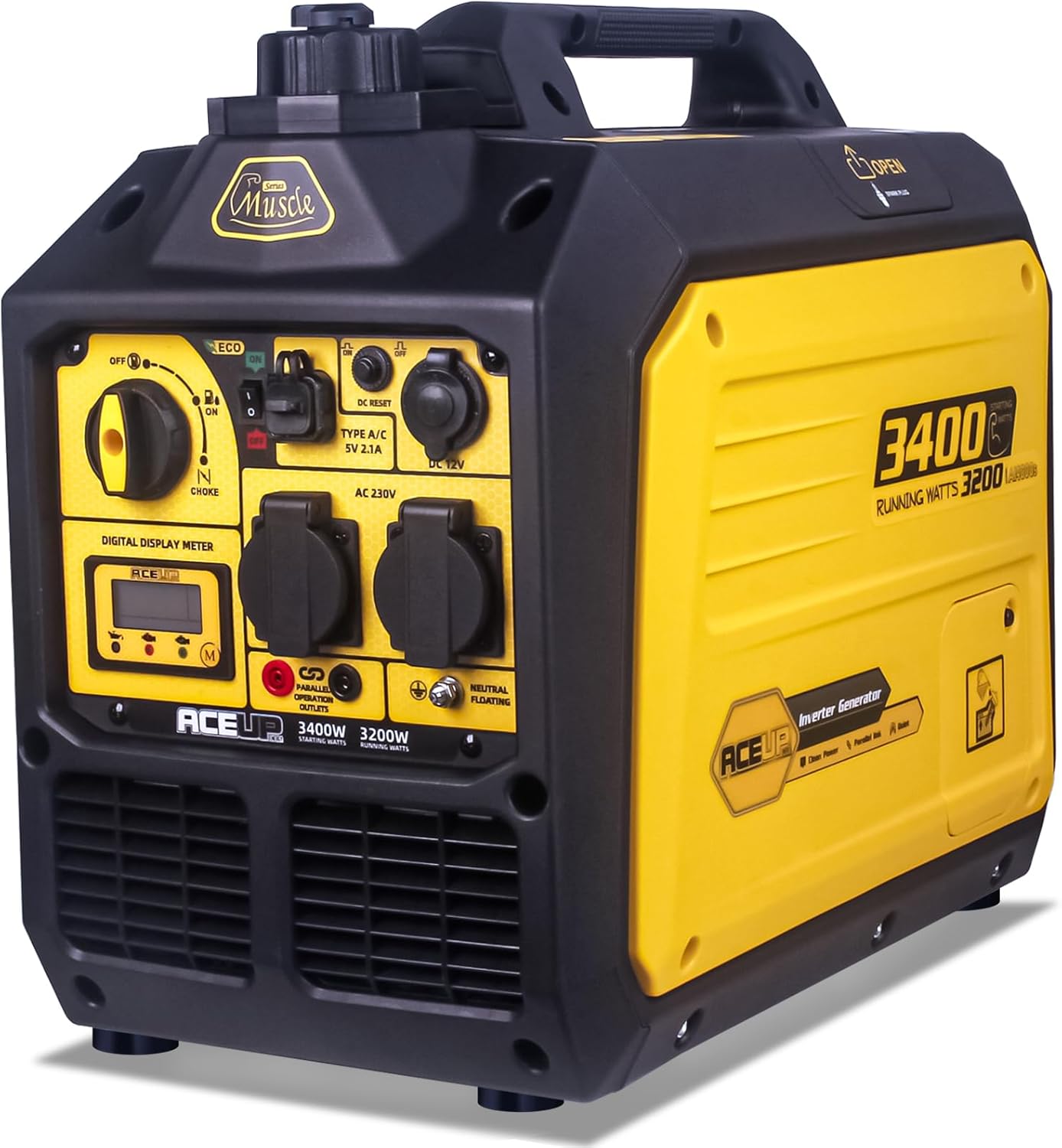 Aceup Energy 3400 W Inverter Stromerzeuger, Benzin Stromgenerator Notstromaggregat 4 Takt Motor Für Camping