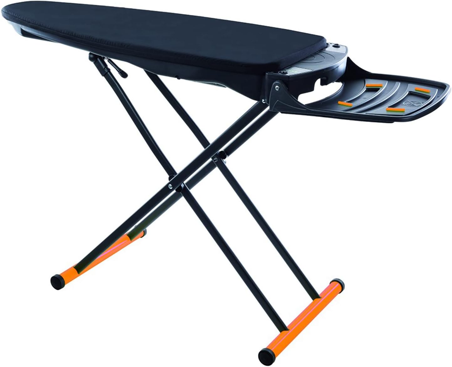 Foxydry Bügeltisch Saug Blasfunktion Produkt, Zusammenklappbarer, Bügelbrett mit Rollen, Schwarz/Orange, Stauraum, verstellbar
