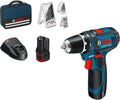 Bosch Professional 12 V System Akku Bohrschrauber GSR 12 V-15, Inkl. 2 × 2.0 Akku, 39tlg.-Zubehör-Set, Ladegerät, Amazon Exclusive