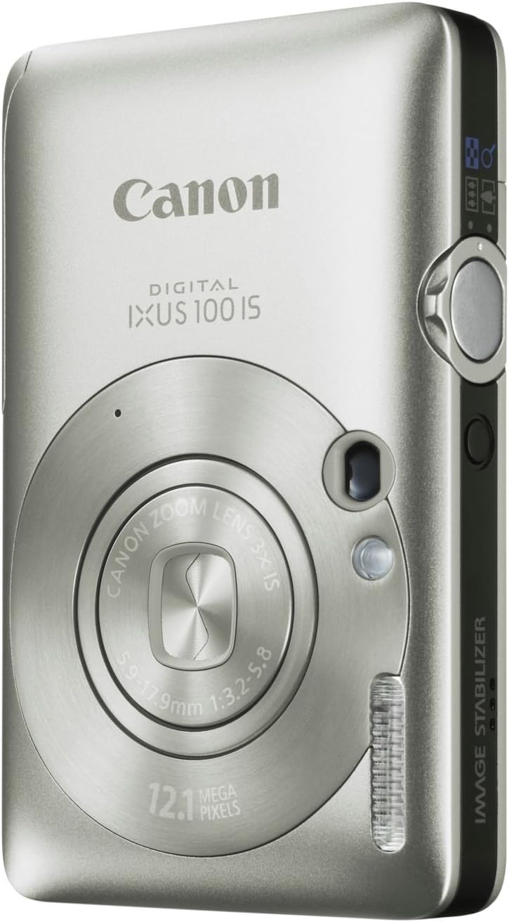 Canon Digital IXUS 100 IS Digitalkamera (12 MP, 6,4 cm, SLIM) silber, 3-fach opt. Zoom, 2,5 Zoll, Display, HDMI