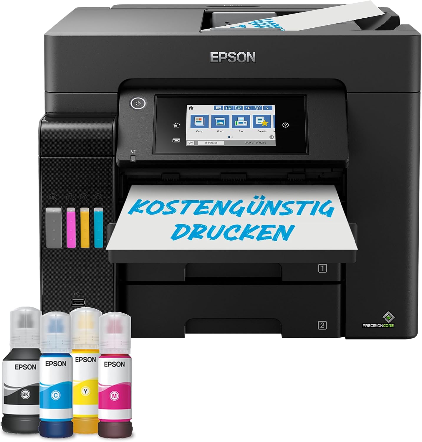 Epson EcoTank ET-5850 Nachfüllbarer Tintenstrahldrucker, App-Steuerung, App-/WLAN-Steuerung, Schwarz