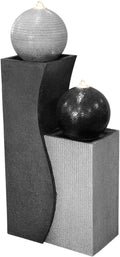 Dehner Gartenbrunnen Ying Yang mit LED Beleuchtung, Ca. 94 × 41.5 × 24 cm, Grau, Polyresin