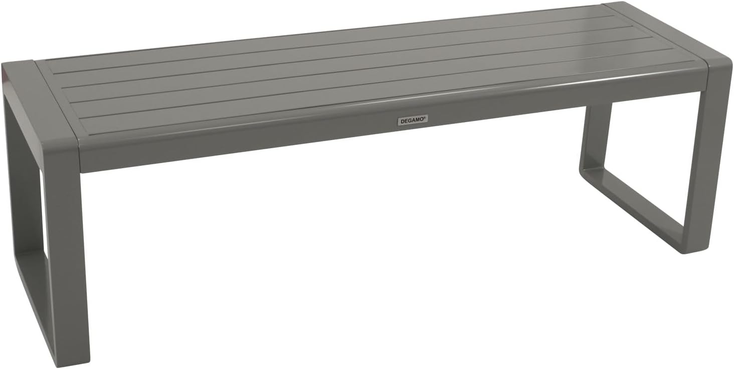 DEGAMO Gartenbank Hockerbank Brescia 3-sitzer 138 cm, Aluminium Silbergrau, Wetterfest, Outdoor