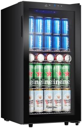 Kalamera Getränkekühlschrank, 3-18 °C Kühlzone, 41 dB, KRC-86GE, Bierkühlschrank mit Touch-Bedienfeld, Flaschenkühlschrank 86 Liter