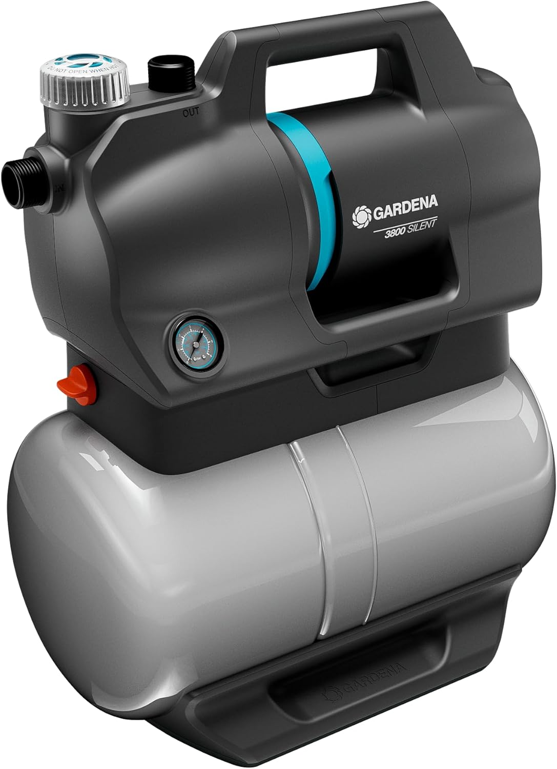 Gardena Hauswasserwerk 3800 Silent: Pumpe mit 21 l Wasserspeicher und integriertem Filter, Fördermenge 3800 l/h, Druckleistung 3,9 bar, Geräuscharm