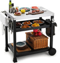 LIFERUN Edelstahl Grillwagen 3 Etagen, Grilltisch Outdoor mit Edelstahl Tischplatte, Grill Beistelltisch Servierwagen, BBQ Beistellwagen Außenbereich