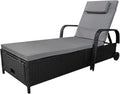 Calma Lux Liege Garten , 200 × 75 × 30-92 cm (Schwarz/Grau), Polyrattan+Metall, Stauraum, Sonnen