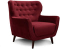 CAVADORE Sessel Abby / Retro-Polstersessel im Samt-Look mit Knopfverzierung / 87 × 89 × 88 / Samtoptik, Rot