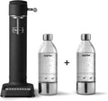 Aarke Carbonator 3, Kompatibel mit 60 l CO2-Zylindern, Wassersprudler aus Edelstahl im modernen Mattschwarz Finish mit 2x BPA-freier 1 l PET-Flasche