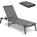 VEVOR Sonnenliege klappbar, 182 × 60 × 88 cm Alu-Liegestühle mit 5 verstellbaren Positionen, Liege für Terrasse, Strand, Pool, Dunkelgrau