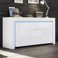 FammyLoft Kommode Hochglanz Sideboard Wohnzimmer Schubladen , 140 × 40 × 65 cm, Buffetschrank mit LED-Lichtleiste, App-Steuerung, App-/WLAN-Steuerung