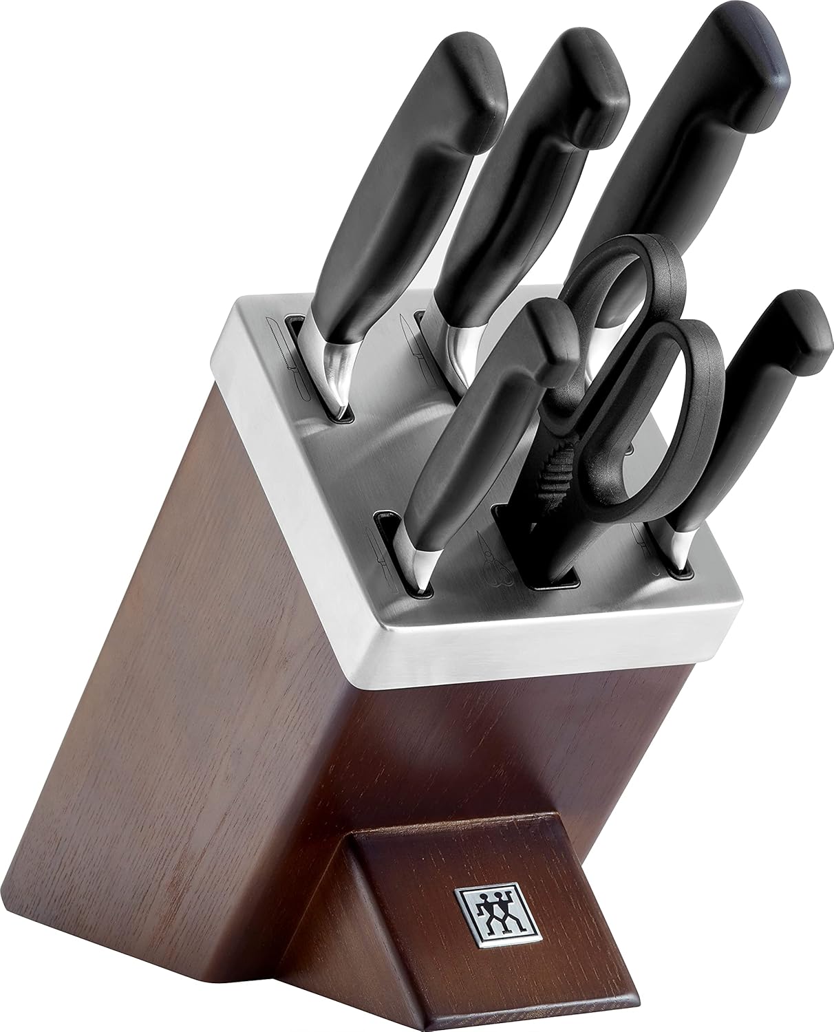 ZWILLING Vier Sterne Selbstschärfender Messerblock Messerblocksets, 7-teilig, Edelstahl, Made in Germany, Rostfreier Spezialstahl, Braun