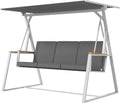Outsunny Gartenschaukel, Matratze im Lieferumfang enthalten, 205 × 130 × 175 cm, 3-Sitzer, Mit Dach, Verstellbare Neigung, Dunkelgrau