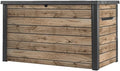 Keter Ontario Auflagenbox/Kissenbox 870 Liter, 100% Wasserdicht mit Belüftung dadurch kein übler Geruch/Schimmel Moderne Holzoptik