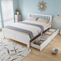 Merax Doppelbett mit Schubladen 140 × 200 cm, Holzbett mit Kopfteil und Lattenrost, Einfacher Stil Bettgestell, Kinderbett Jugendbett Erwachsenenbett