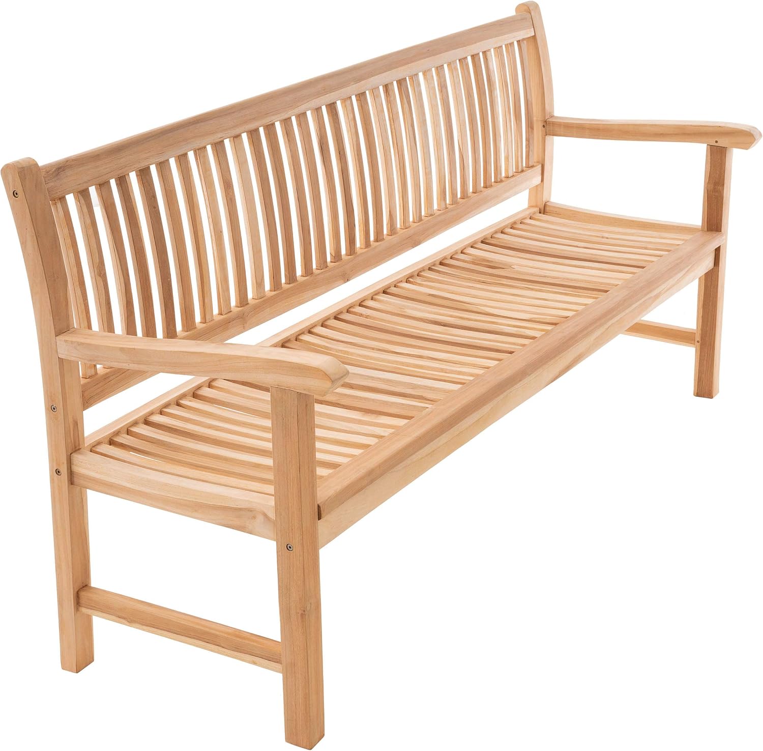 Divero 3-Sitzer Gartenbank Monza Teakholz Sitzbank, Die Maße betragen 180 × 60 × 90 cm, wetterbeständig, unbehandelt, Natur-Braun