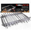 Grillpeter Schaschlik Spießdreher Edelstahl Drehspieß, Motor mit Powerbank Spieße für Mangal (für 11 Spieße)