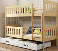 Interbeds Etagenbett 200 × 90 cm Hochbett Stockbett mit Schublade Holzbett Kiefernholz Kinderbett Jugenbett mit Lattenrost und Rausfallschutz