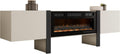 Mirjan24 TV-Schrank 200 2D Tamisa 05 EF mit Elektrischem Kamin mit Heizung, Cashmere + Schwarz, Realistische LED-Flamme, Fernsehschrank, TV-Lowboard