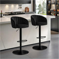 STOOLINK 2er Set Barhocker Höhenverstellbar Barstuhl Milch-samtstoff, Bistro-Schwarz, Tresenhocker 360° Drehbar, Café