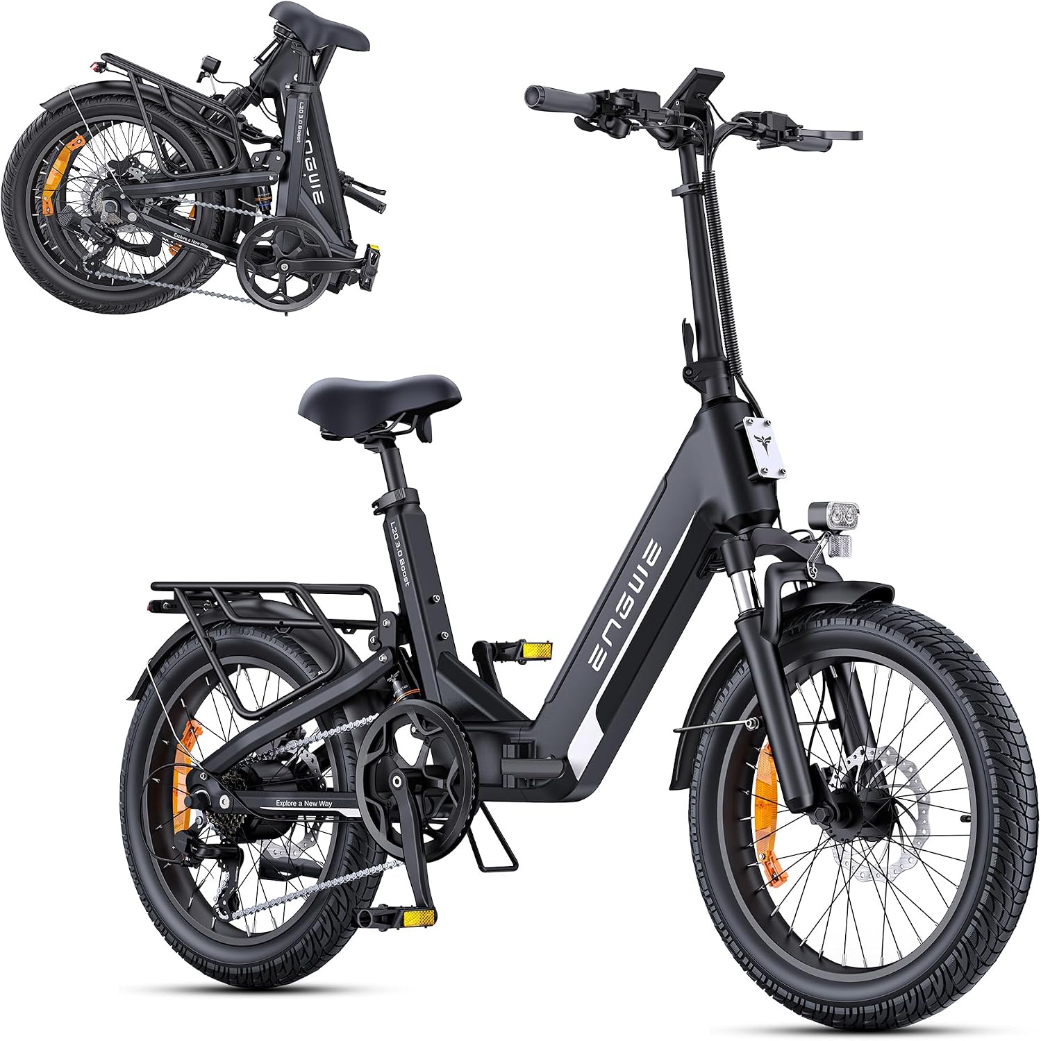 ENGWE L20 3.0 Boost Elektrofahrrad, 48 V 13,5 Ah, Akku, Bis zu 135 km, Drehmomentsensor und hydraulische Bremsen, Reifen 20 × 3,0, App-Unterstützung