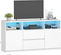 Hzuaneri TV-Schrank mit RGB LED-Beleuchtung, Weiß TV17003XEU, 25 Farben, Fernsehschrank für Fernseher bis 65 Zoll, Für Wohnzimmer Schlafzimmer