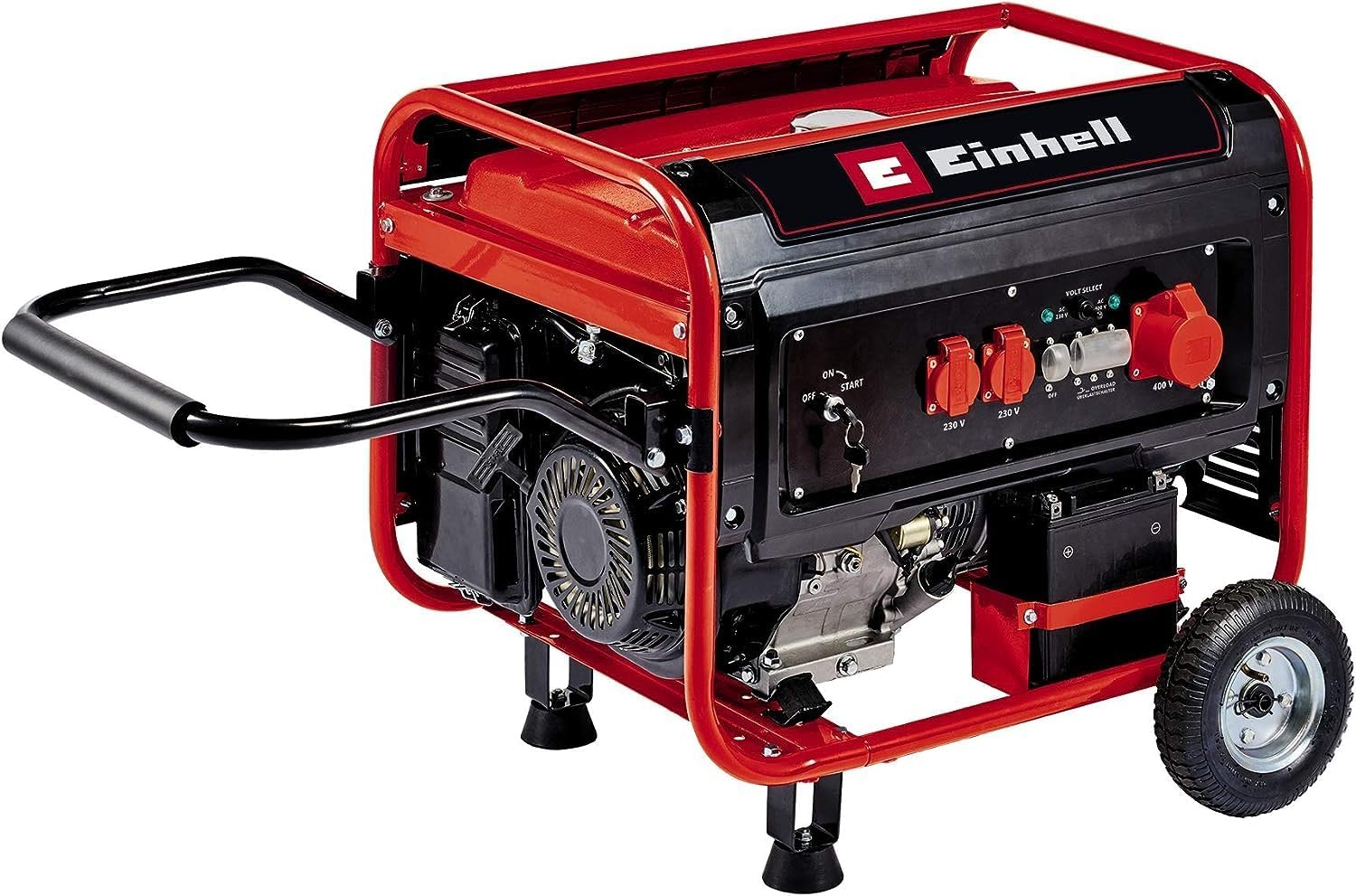 Einhell Stromerzeuger, 5500 W Maximalleistung, 5000 W max. Dauerleistung, 25 l Tank, 2 × 230 V, 1 × 400 V, TC-PG 55/E5, Benzin, 4-Takt-Motor