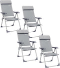 Casaria Terrassen Sitzmöbel Gartenstühle 4er Klappbar 7-Fach , verstellbar, Aluminium, Grau