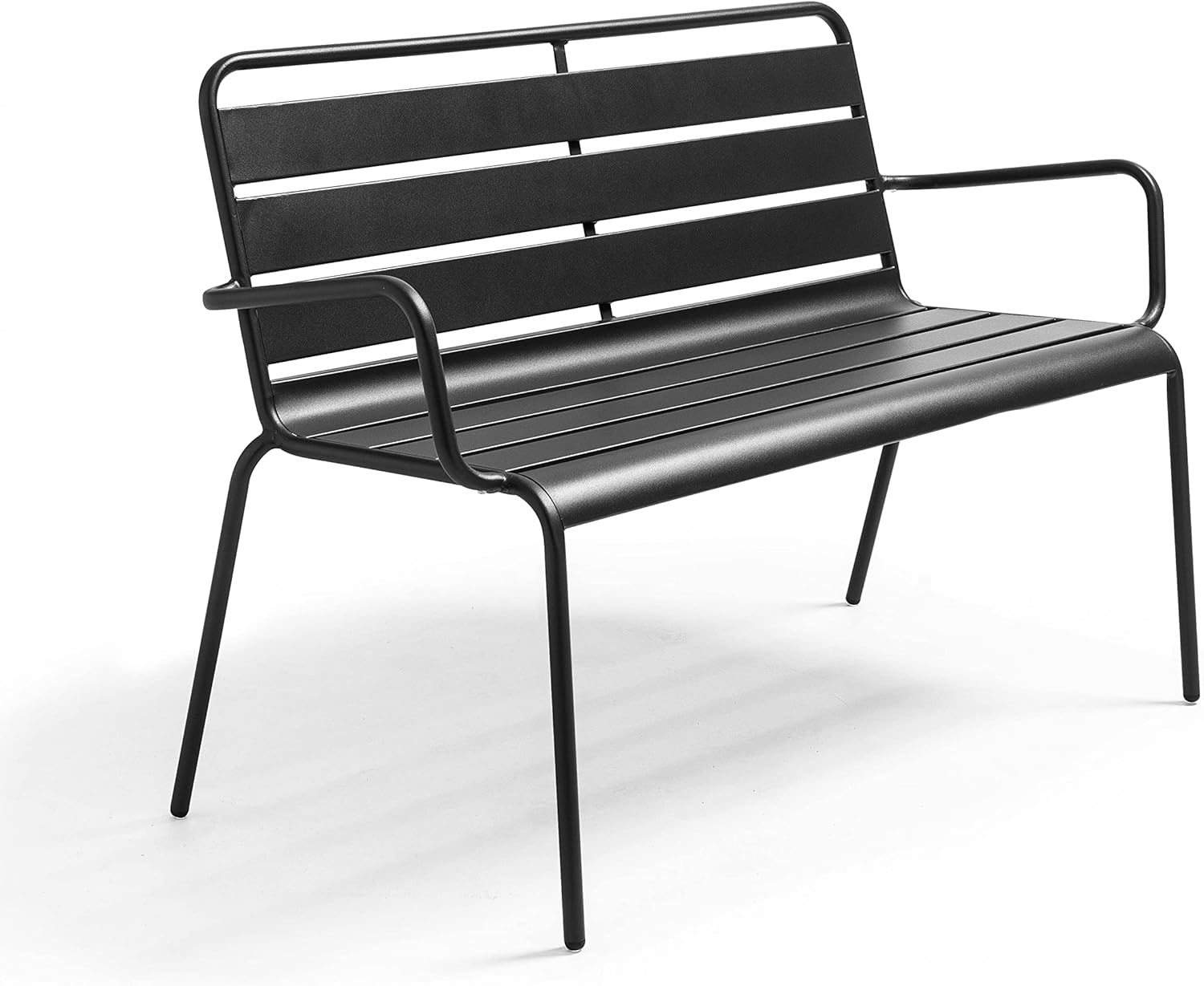 Oviala Gartenbank Metall Sitzbank, wetterbeständig, Anthrazit, Palavas, Stahl