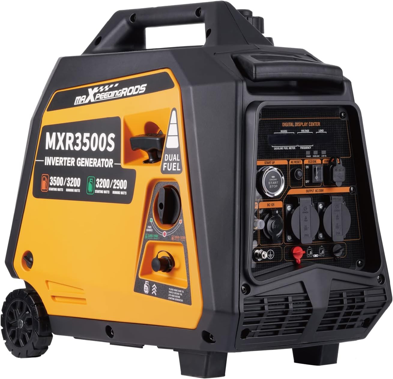 MaXpeedingrods Stromgenerator Inverter 3500 W Generator Gas Leise mit Elektrostarter Fernbedienung Stromerzeuger LPG Benzin Digitaler Leicht als