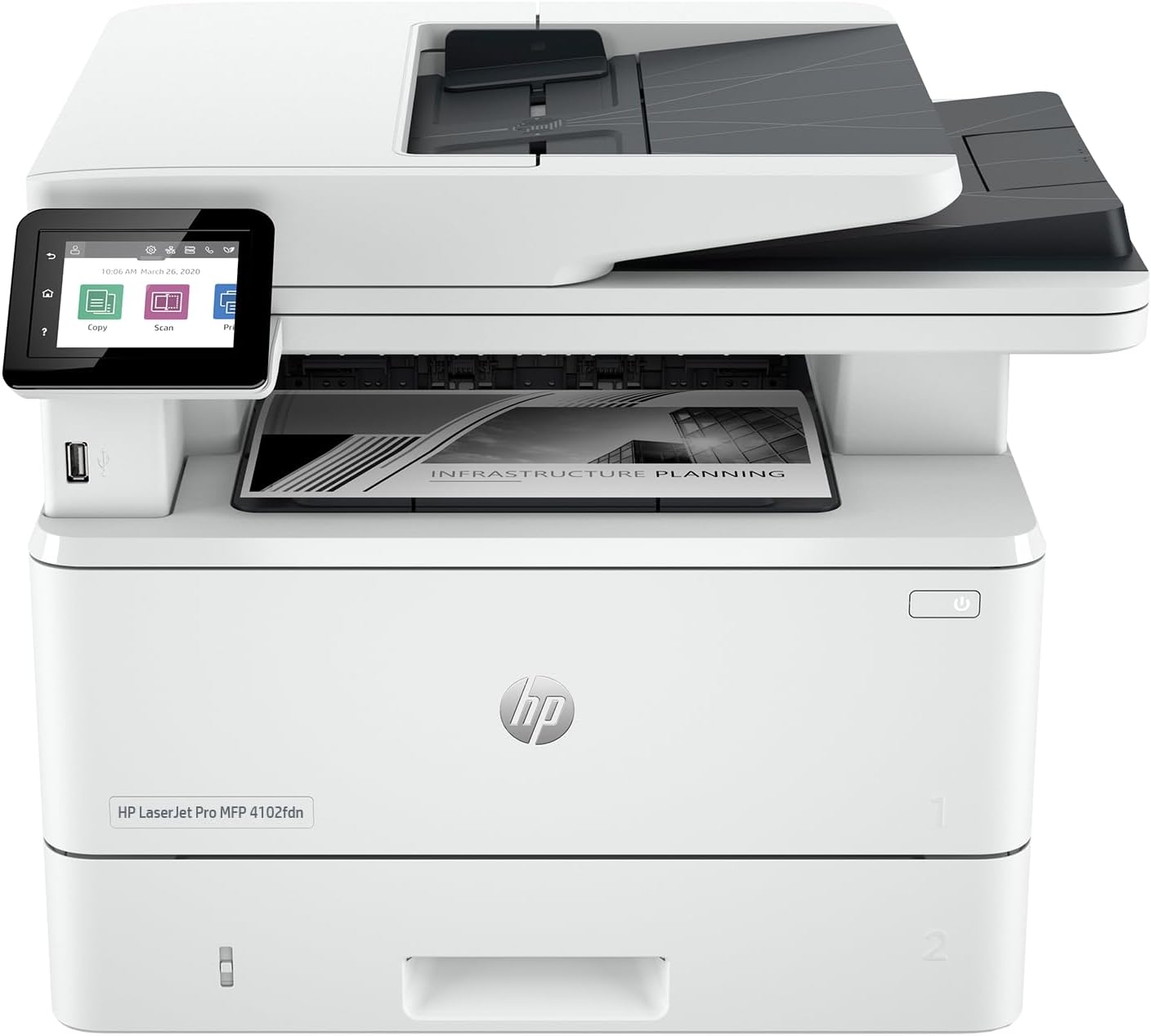 HP LaserJet Pro MFP 4102fdn Multifunktions-Laserdrucker, Fax, Automatischer beidseitiger Druck, Hohe Druckgeschwindigkeit, Wolf Pro Security