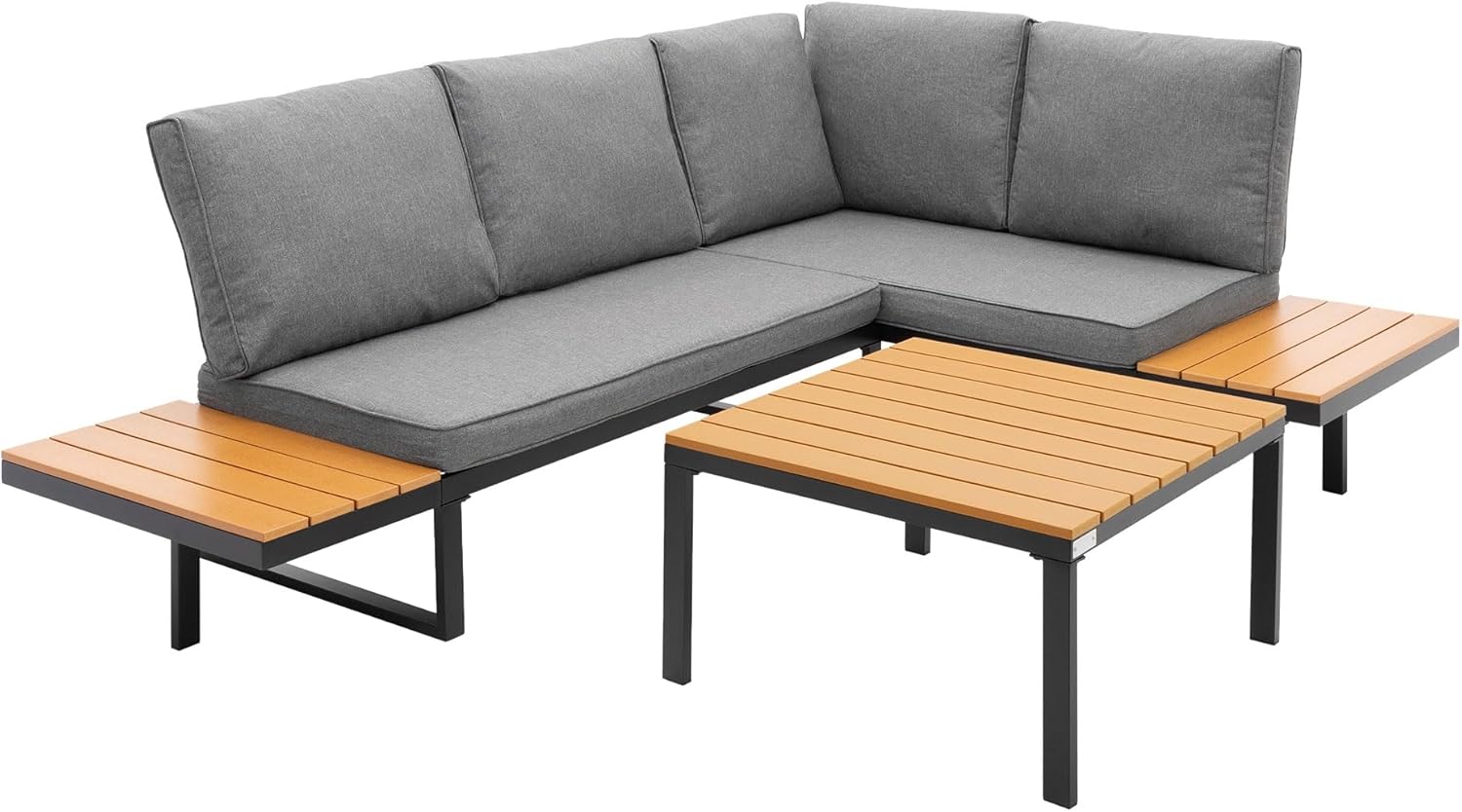 ML DESIGN modern living ML-Design Gartenmöbel Essgruppe, Balkonmöbel Grau-Holzoptik, Lounge Möbel Outdoor für Garten Terrasse & Balkon
