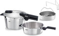 Fissler Vitaquick Premium/Schnellkochtopf-Set 2-teilig, 22 cm, Schnellkochtopf 4,5 l + Schnellbratpfanne 2,5 l, M. Einsatz, 2-Garstufen, Induktion