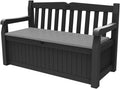 Keter Sitzbank Eden für Balkon und Garten, Gartenbank mit integrierter Kissenbox mit 265 l Stauraum, 140 × 60 × 84 cm, Grau, Wetterfest, Pflegeleicht