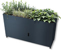 Metzler Hochbeet für den Garten mit Stauraum, 160 × 85 × 50 cm, Pulverbeschichteter Stahl in Anthrazit RAL 7016, Pflanzenbeet, Blumenhochbeet