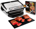 Tefal OptiGrill+ Kontaktgrill, GC712D12, 6 Programme, Abnehmbare Platten, Manueller Modus, Optimal Grillergebnisse dank Messung der Dicke, Edelstahl