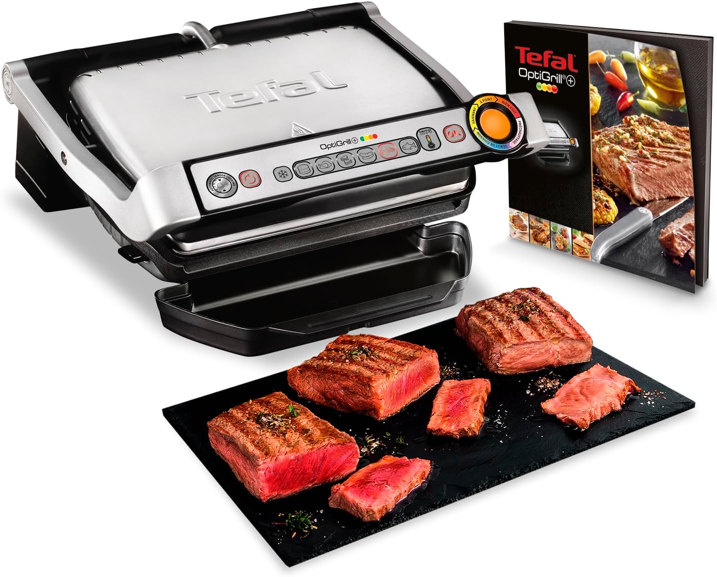 Tefal OptiGrill+ Kontaktgrill, GC712D12, 6 Programme, Abnehmbare Platten, Manueller Modus, Optimal Grillergebnisse dank Messung der Dicke, Edelstahl