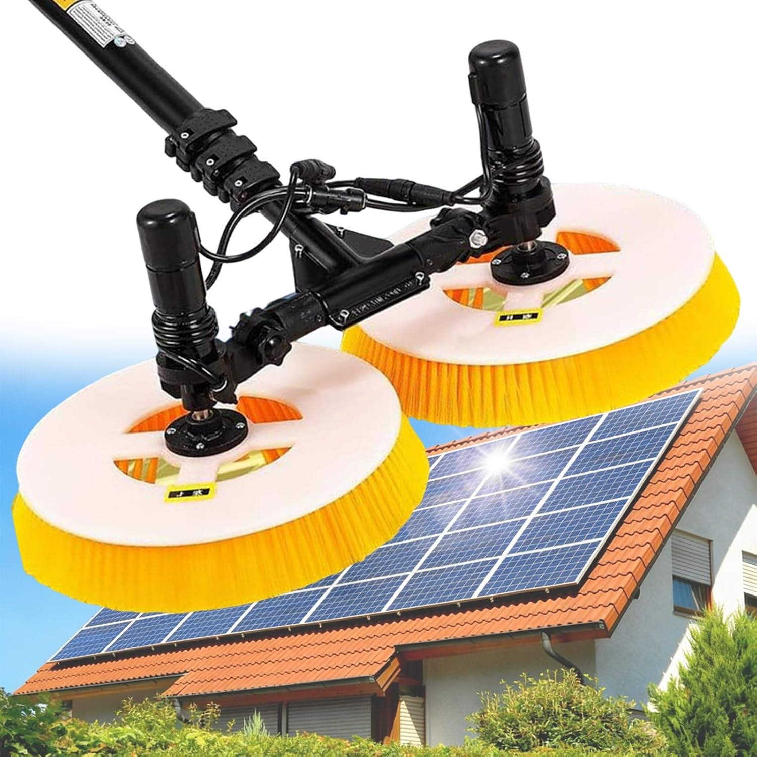 Himopuer Professionelle Solar-reinigungsbürste Teleskopstäb, 65 cm/25.59in Arbeitsbreite, 5M), 3 l, 40 mm, für PV-Anlagen(Mains Electricity