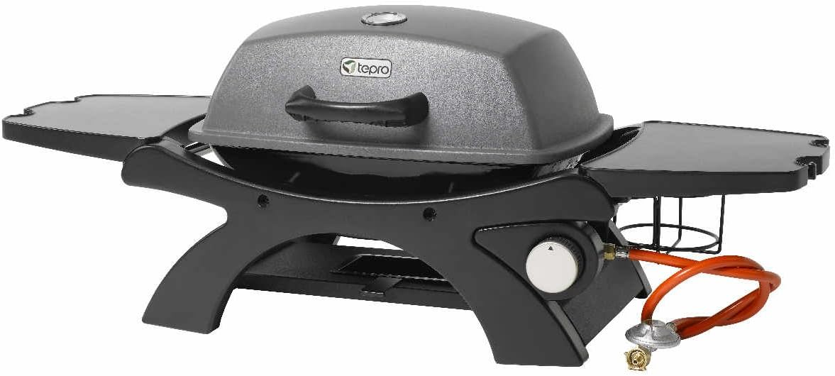Tepro Tischgasgrill Abington, 1 Brenner mit max. 3,2 kW Leistung, Maße ca. 102 × 46,2 × 38 cm, Anthrazit / Schwarz, Klein, Piezozündung