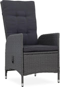 Riess Ambiente Outdoor Gartenstuhl Sylt Esszimmerstuhl, Polyrattan, wetterbeständig, grau, Hochlehner mit Armlehne verstellbar wetterfest