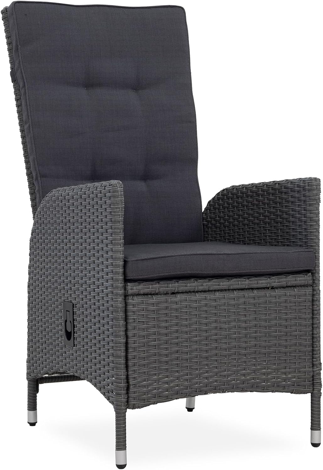 Riess Ambiente Outdoor Gartenstuhl Sylt Esszimmerstuhl, Polyrattan, wetterbeständig, grau, Hochlehner mit Armlehne verstellbar wetterfest