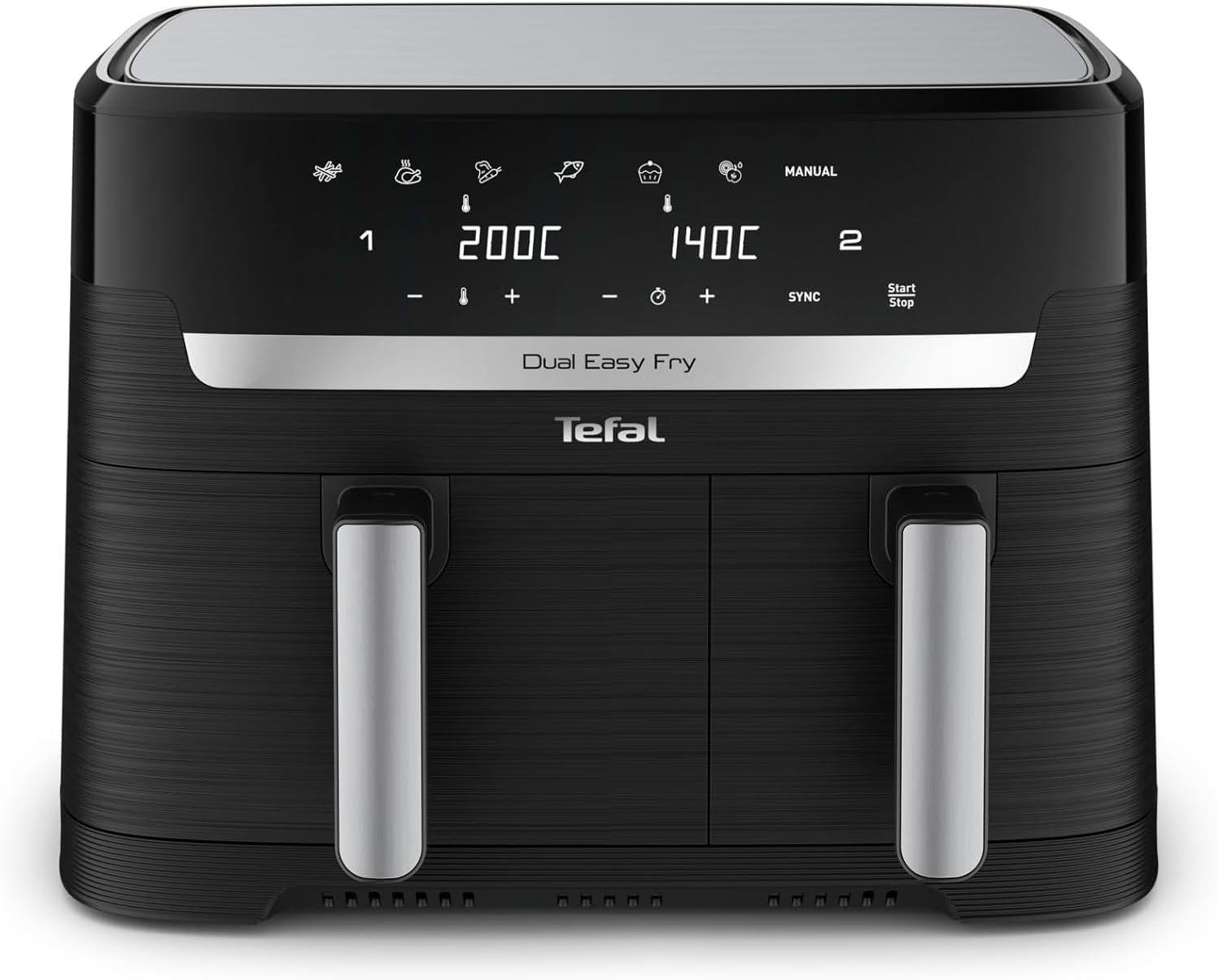 Tefal Dual Easy Fry Heißluftfritteuse 8,3 l, 2700 W, Spülmaschinenfest EY9018, Airfryer mit 2 Kammern & XL-Schublade, 7 Programme