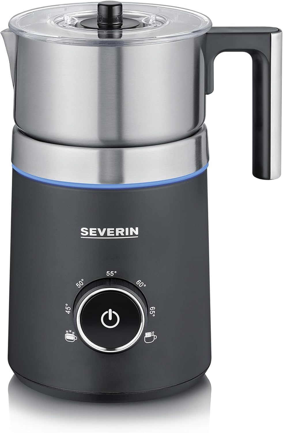 SEVERIN SPUMA 700 Induktions-Milchaufschäumer, Elektrischer Milchaufschäumer ohne Anbrennen, Edelstahl-gebürstet/schwarz-matt, SM 3586