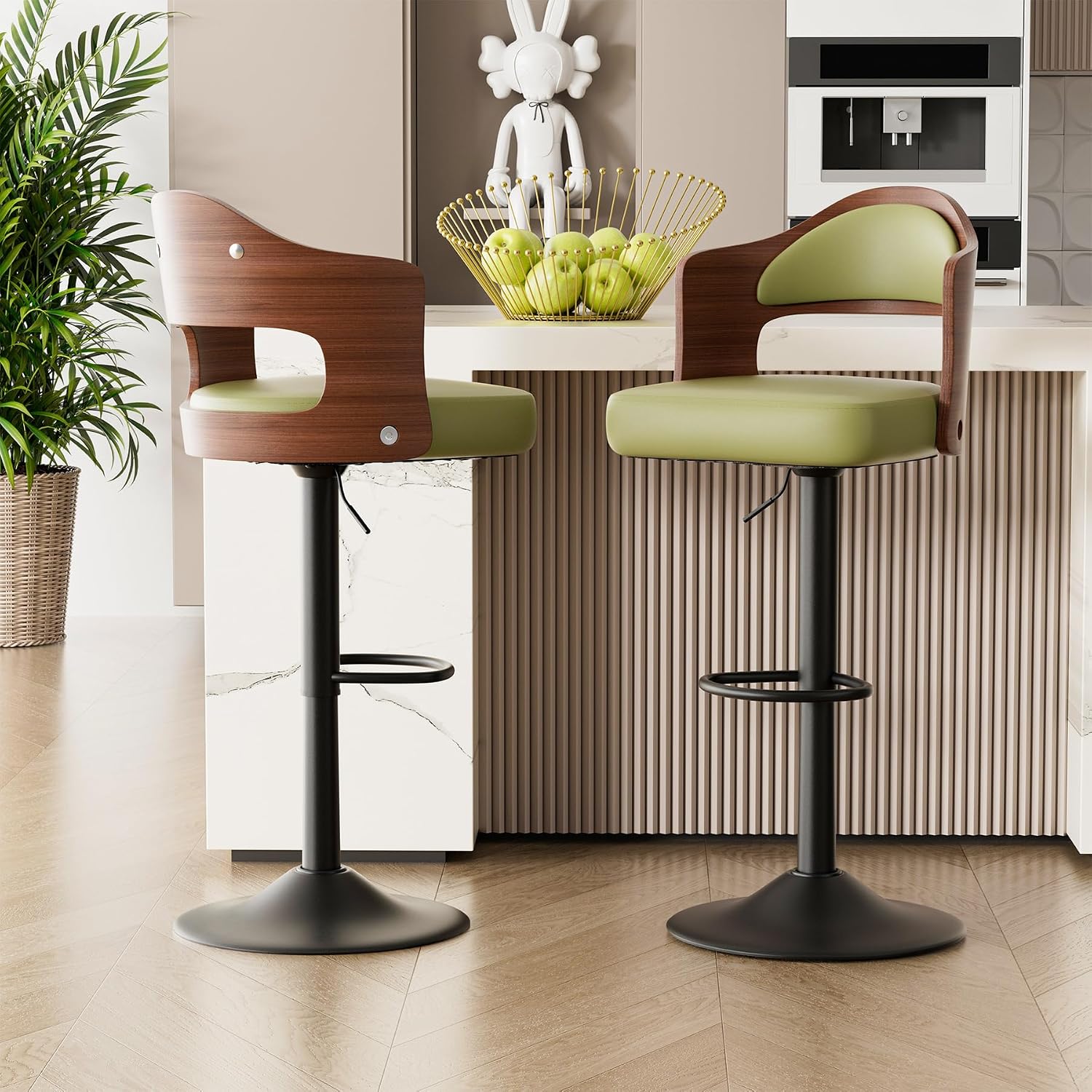 Hawthyhome Barhocker 2er Set Barstuhl Tresenhocker Bistrohocker 360°Drehstuhl Küchenstühle mit offene Rückenlehne und Fußstütze Stuhl mit Armlehnen