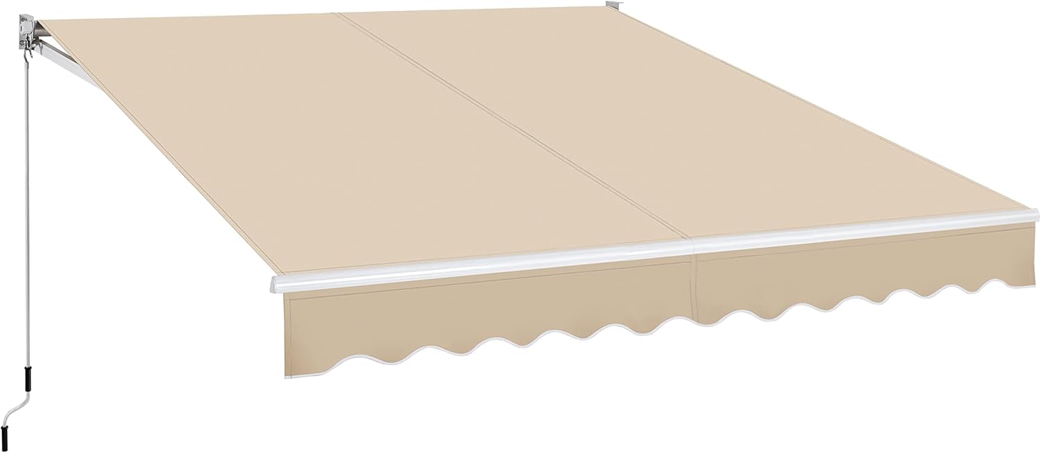 Yaheetech Einziehbare Markise, Sonnenschutz inkl. Wandhalterung, Gelenkarmmarkise mit Handkurbel 300 × 250 cm, Fallarmmarkise wasserabweisend, 5-35°
